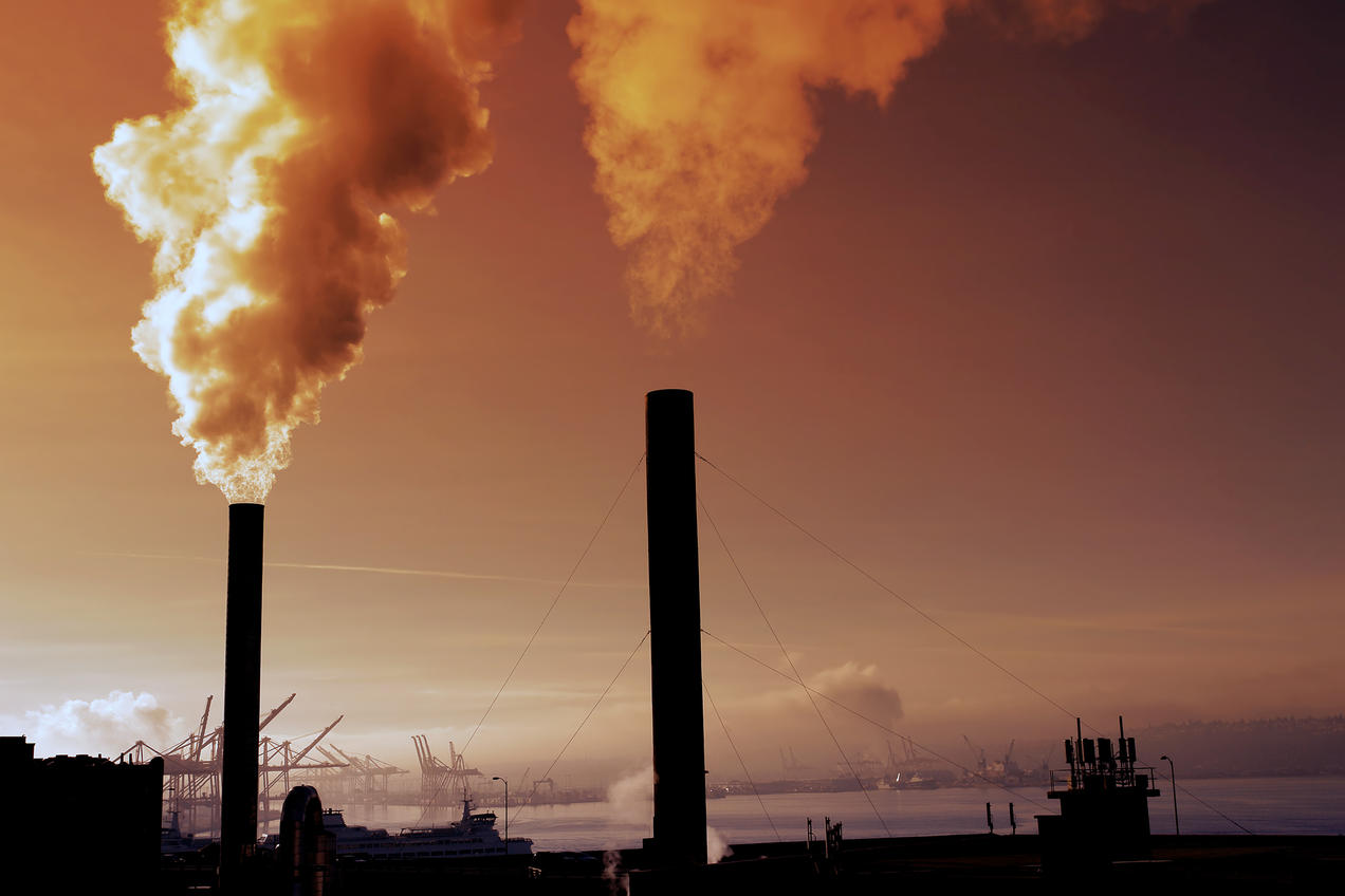 Pipes pumping smoke pollution into the air Big City Pollution